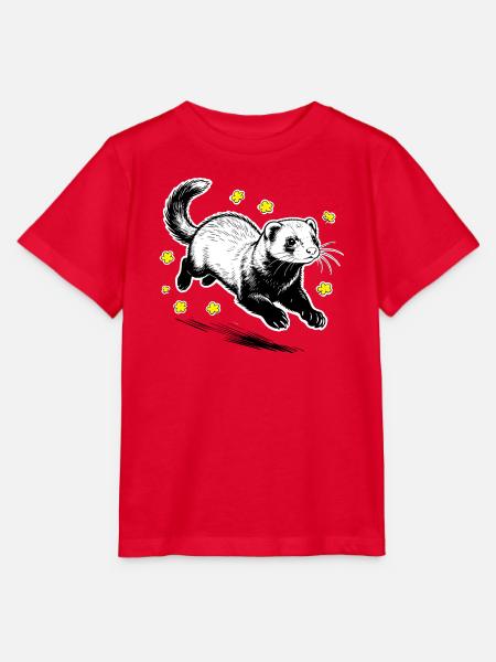 Frettchen in Blüten glitzern - Stanley/Stella Kinder T-Shirt MINI CREATOR - Rot