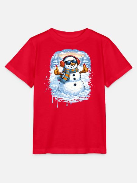 Cooler Schneemann mit Sonnenbrille – Winterspaß - Stanley/Stella Kinder T-Shirt MINI CREATOR - Rot