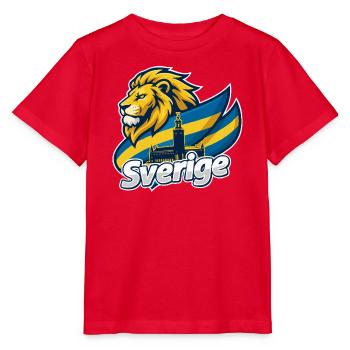 Schwedische Löwenflagge - Stanley/Stella Kinder T-Shirt MINI CREATOR  - Rot - Vorne - Jaiden (125cm)
