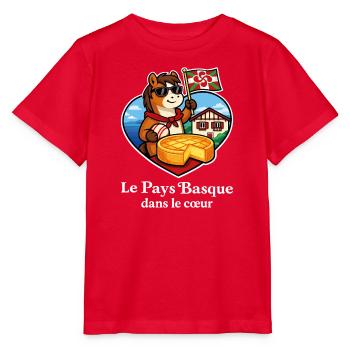 Pays Basque dans le Cœur Pottok Gâteau Basque - T-shirt bio MINI CREATOR Stanley/Stella Enfant - rouge - Devant - Jaiden (125cm)