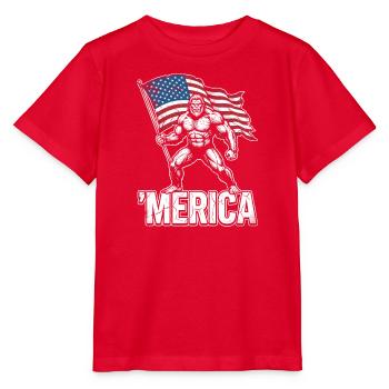 America Bigfoot Funny 4th of July Bigfoot Ameri - Stanley/Stella MINI CREATOR Kids’ T-Shirt - red - Front - Jaiden (125cm)