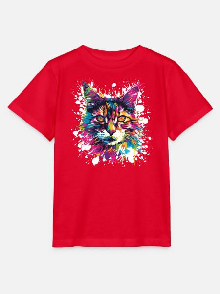 Katze Tier Art - Stanley/Stella Kinder T-Shirt MINI CREATOR - Rot