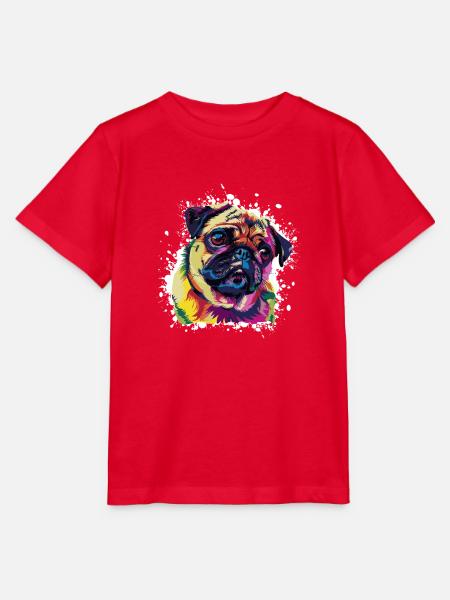 Hund Pug Tier Kunst - Stanley/Stella Kinder T-Shirt MINI CREATOR - Rot