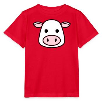 Mignonne Tête de Vache Visage Vector de la BD - T-shirt bio MINI CREATOR Stanley/Stella Enfant - rouge - Devant - Jaiden (125cm)