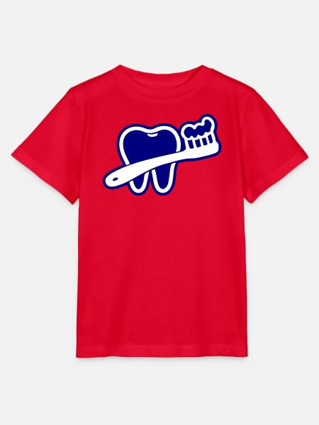 Zahn mit Zahnbürste Symbol Blau - Stanley/Stella Kinder T-Shirt MINI CREATOR - Rot