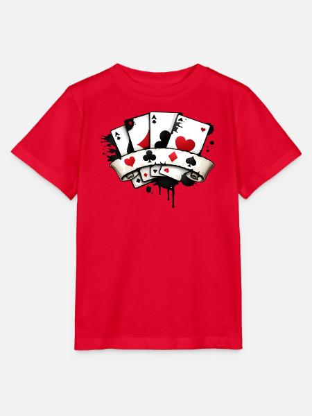 Poker Karten Symbolik Illustration  - Stanley/Stella Kinder T-Shirt MINI CREATOR  - Rot