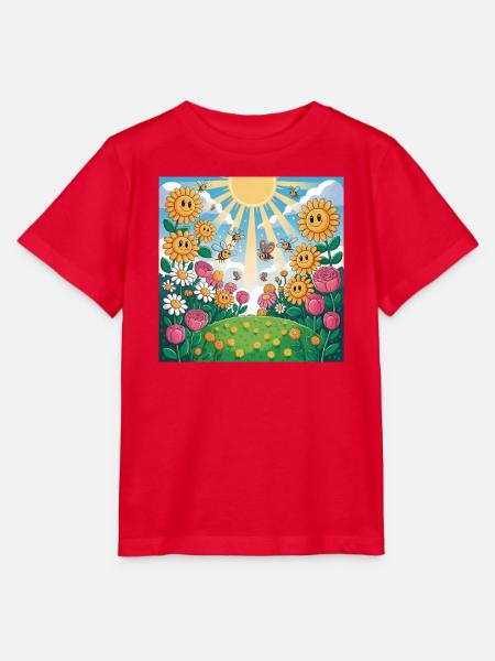 Sonnenblumengarten mit Bienen - Stanley/Stella Kinder T-Shirt MINI CREATOR - Rot
