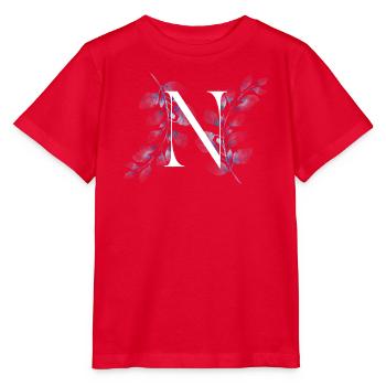 Blue Floral N Monogram - Stanley/Stella MINI CREATOR Kids’ T-Shirt - red - Front - Jaiden (125cm)