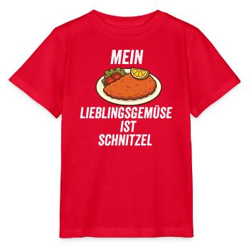 Amoureux de la bouffe du schnitzel - T-shirt bio MINI CREATOR Stanley/Stella Enfant - rouge - Devant - Jaiden (125cm)