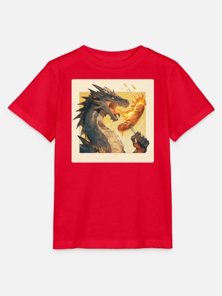Drache grillt Bratwurst - Stanley/Stella Kinder T-Shirt MINI CREATOR - Rot