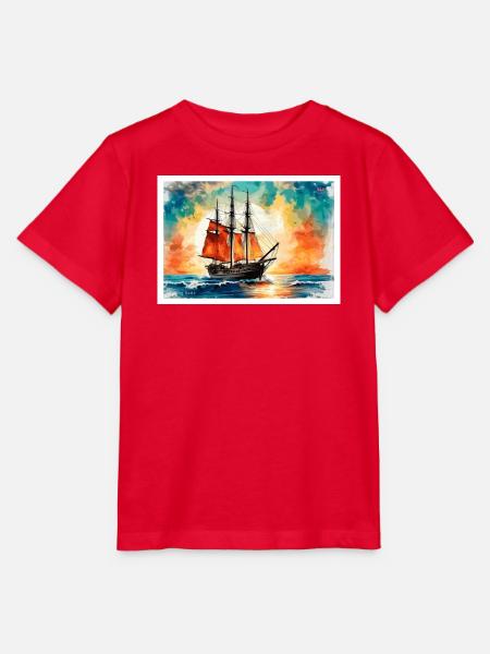Rotes Segelschiff im Sonnenuntergang - Stanley/Stella Kinder T-Shirt MINI CREATOR - Rot