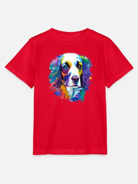Englischer Springer Spaniel Bunte Spritzkunst - Stanley/Stella Kinder T-Shirt MINI CREATOR - Rot