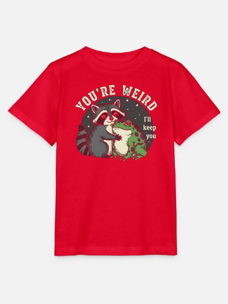 Waschbär und Frosch Umarmung - Stanley/Stella Kinder T-Shirt MINI CREATOR - Rot