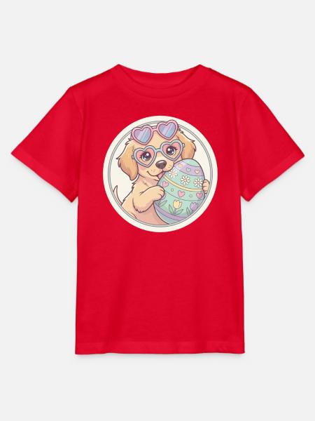 Hündchen mit Herzbrille und Osterei - Stanley/Stella Kinder T-Shirt MINI CREATOR - Rot