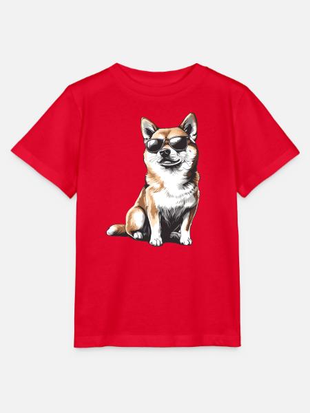 Shiba mit Sonnenbrille - Stanley/Stella Kinder T-Shirt MINI CREATOR - Rot