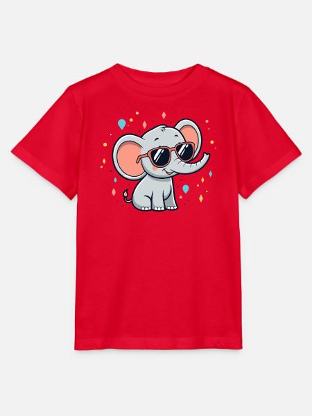 Schimmernde Elefanten-Sonnenbrille - Stanley/Stella Kinder T-Shirt MINI CREATOR - Rot