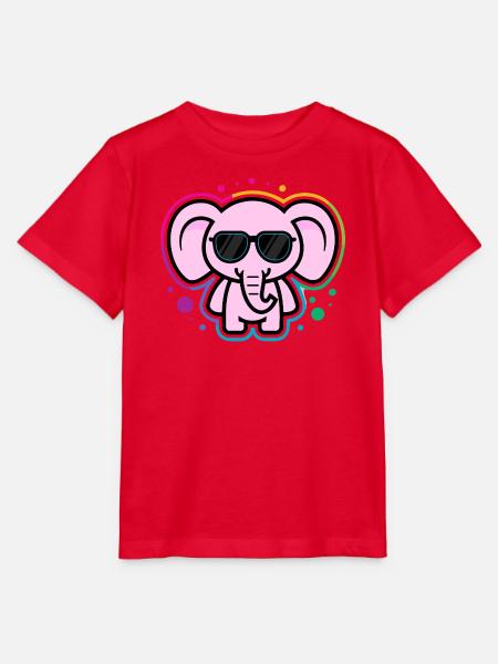Rosa Elefant mit Brille - Stanley/Stella Kinder T-Shirt MINI CREATOR - Rot