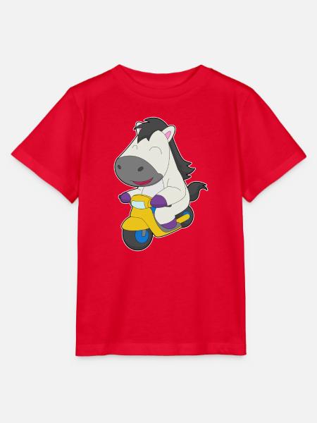 Pferd Motorroller - Stanley/Stella Kinder T-Shirt MINI CREATOR  - Rot