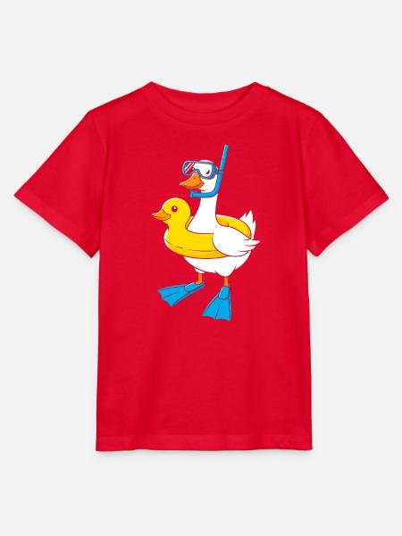 Schnorchelente mit Flossen - Stanley/Stella Kinder T-Shirt MINI CREATOR - Rot