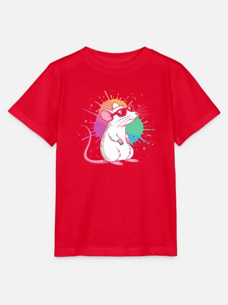Elegante Ratte unter farbigen Splittern - Stanley/Stella Kinder T-Shirt MINI CREATOR  - Rot