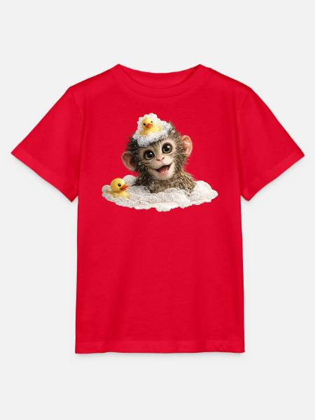 Badezeit-Affenchen mit Badeente - Stanley/Stella Kinder T-Shirt MINI CREATOR - Rot
