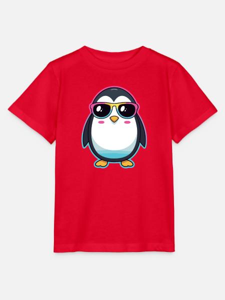 Schicker Pinguin mit Regenbogengläser - Stanley/Stella Kinder T-Shirt MINI CREATOR - Rot