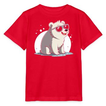 Schicker Eisbär mit Brille - Stanley/Stella Kinder T-Shirt MINI CREATOR  - Rot - Vorne - Jaiden (125cm)