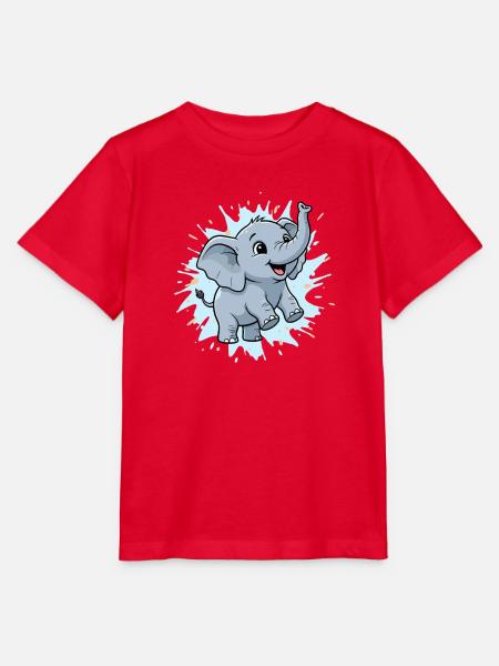 Süßer Elefant mit Farbspritzer - Stanley/Stella Kinder T-Shirt MINI CREATOR - Rot