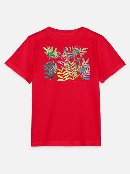 Wasserfarbene Blattzweige - Stanley/Stella Kinder T-Shirt MINI CREATOR  - Rot