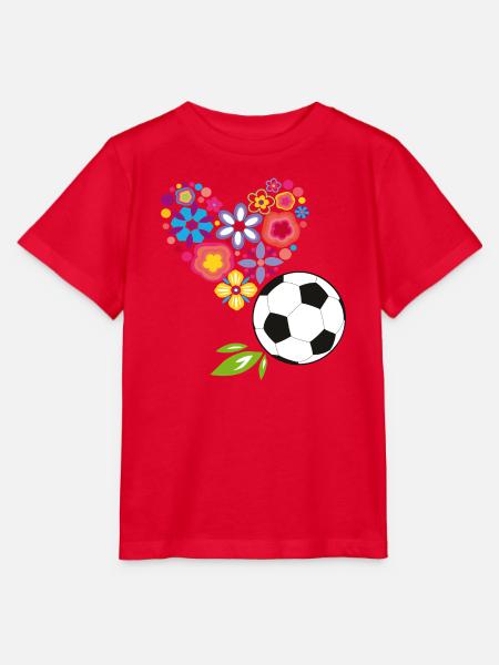 Blumenherz mit Fußball - Stanley/Stella Kinder T-Shirt MINI CREATOR  - Rot