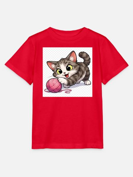 Kätzchen mit Wollknäuel - Stanley/Stella Kinder T-Shirt MINI CREATOR - Rot