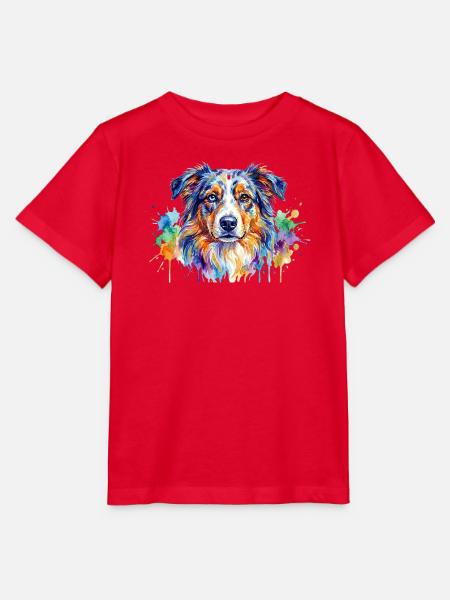 Bunter Wasserfarben-Hundeportrait - Stanley/Stella Kinder T-Shirt MINI CREATOR - Rot