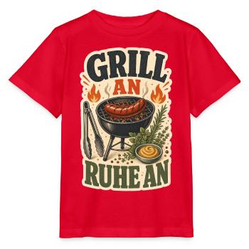 GRILL AN RUHE AN - Stanley/Stella Kinder T-Shirt MINI CREATOR  - Rot - Vorne - Jaiden (125cm)