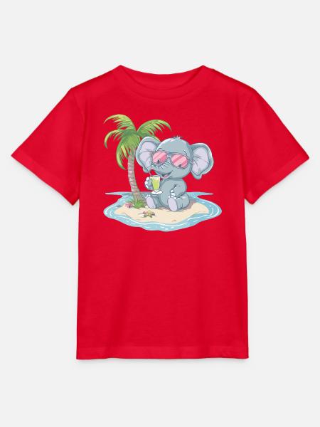 Elefant Sommer Palme - Stanley/Stella Kinder T-Shirt MINI CREATOR  - Rot