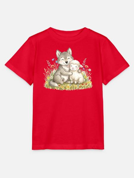 Wolf und Schaf Freundschaft - Stanley/Stella Kinder T-Shirt MINI CREATOR - Rot