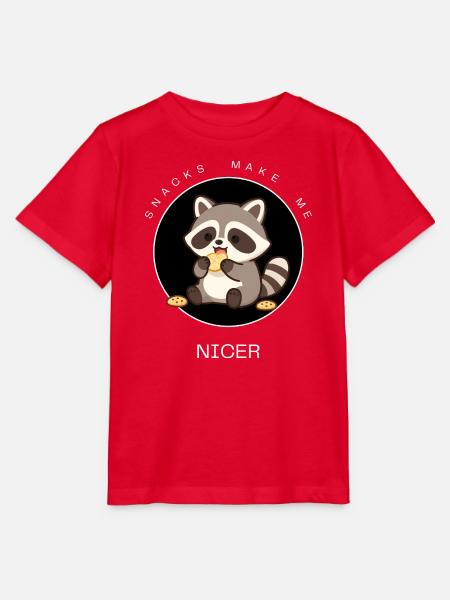Waschbär mit Keks - Stanley/Stella Kinder T-Shirt MINI CREATOR - Rot