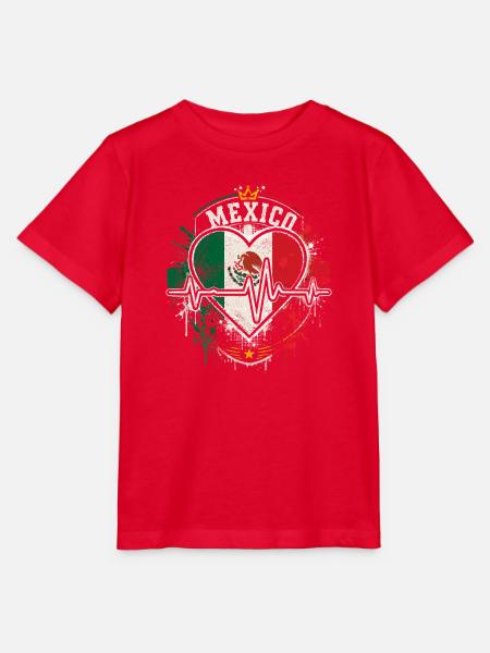 Mexiko Herzflagge Pulse - Stanley/Stella Kinder T-Shirt MINI CREATOR  - Rot