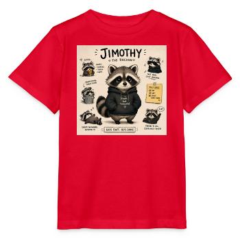 Timothy the Raccoon in Hoodie - Stanley/Stella MINI CREATOR Kids’ T-Shirt - red - Front - Jaiden (125cm)
