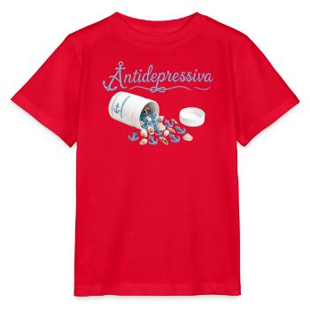 AnkerPillen Blaues Meeresbild - Stanley/Stella Kinder T-Shirt MINI CREATOR  - Rot - Vorne - Jaiden (125cm)