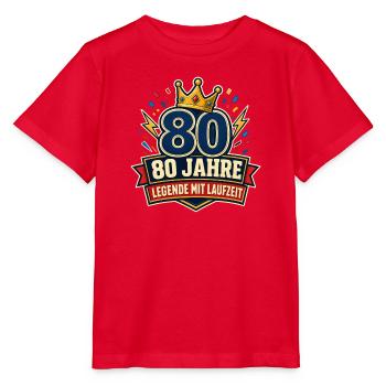 80 Jahre – Legende mit Laufzeit - Stanley/Stella Kinder T-Shirt MINI CREATOR  - Rot - Vorne - Jaiden (125cm)