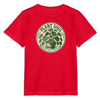 Plant Soul – Vintage Pilea Pflanzen Design - Stanley/Stella Kinder T-Shirt MINI CREATOR  - Rot - Vorne - Jaiden (125cm)