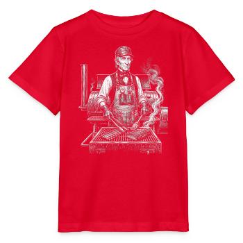 John Tyler beim BBQ-Grillen - Stanley/Stella Kinder T-Shirt MINI CREATOR  - Rot - Vorne - Jaiden (125cm)