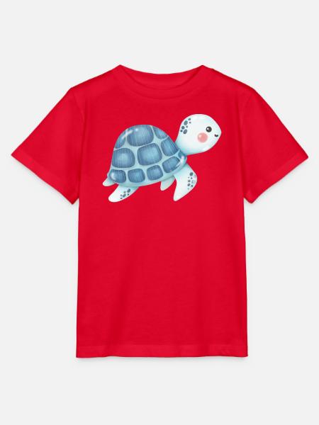 Kuschelschildkröte Blau Muster - Stanley/Stella Kinder T-Shirt MINI CREATOR  - Rot