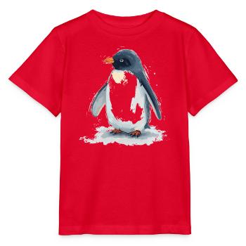 Watercolor penguin in the jump - Stanley/Stella MINI CREATOR Kids’ T-Shirt - red - Front - Jaiden (125cm)