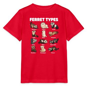 Ferret Types, Cute Different Ferrets - Stanley/Stella MINI CREATOR Kids’ T-Shirt - red - Front - Jaiden (125cm)