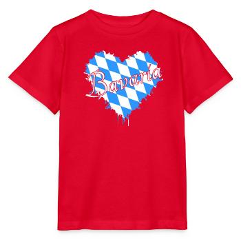 Bayern Herz Flagge Farbklecks Bayrisch Bayer - Stanley/Stella Kinder T-Shirt MINI CREATOR  - Rot - Vorne - Jaiden (125cm)
