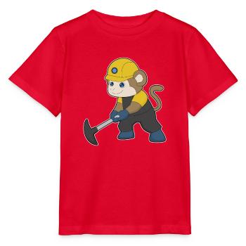 Affe Bergarbeiter Spitzhacke Bergbau - Stanley/Stella Kinder T-Shirt MINI CREATOR  - Rot - Vorne - Jaiden (125cm)