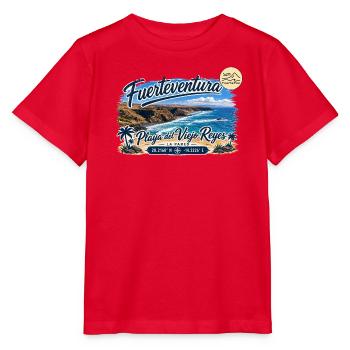 Fuerteventura - La Pared - Playa del Viejo Reyes - Stanley/Stella Kinder T-Shirt MINI CREATOR  - Rot - Vorne - Jaiden (125cm)