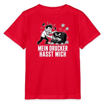 Mein Drucker hasst mich – Büro Humor T-Shirt - Stanley/Stella Kinder T-Shirt MINI CREATOR  - Rot - Vorne - Jaiden (125cm)