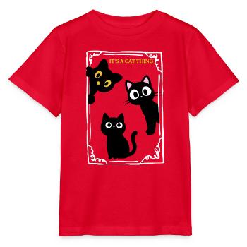 Es ist eine Katzen-Sache: Versteckte Katzenaugen - Stanley/Stella Kinder T-Shirt MINI CREATOR  - Rot - Vorne - Jaiden (125cm)
